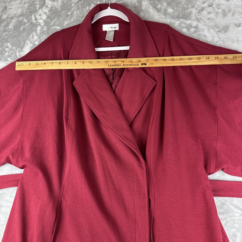 Spiegel Long Belted Trench Coat Women's‎ 20W Red Kimono Sleeve Lined (1148) - Picture 12 of 16